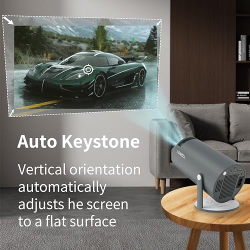 LQWELL® Projector, Mini Projector, Supports Wifi 6, BT5.0 With 11.0 Android OS, Auto Keystone Correction, 180° Angle, 130 Inch Display For Phone/PC/Lap/PS5/Xbox/Stick, 4K Home Cinema Projector, Grey