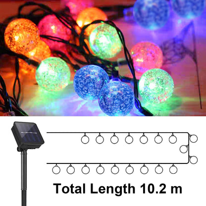 LQWELL® Solar Garden String Lights, Crystal Ball Solar Fairy Lights, 40 LEDs, 10.2m (33ft), IP65, 8 Modes, Outdoor/Indoor String Lights for Garden, Patio, Balcony, Wedding, Party, Window (Multicolor)