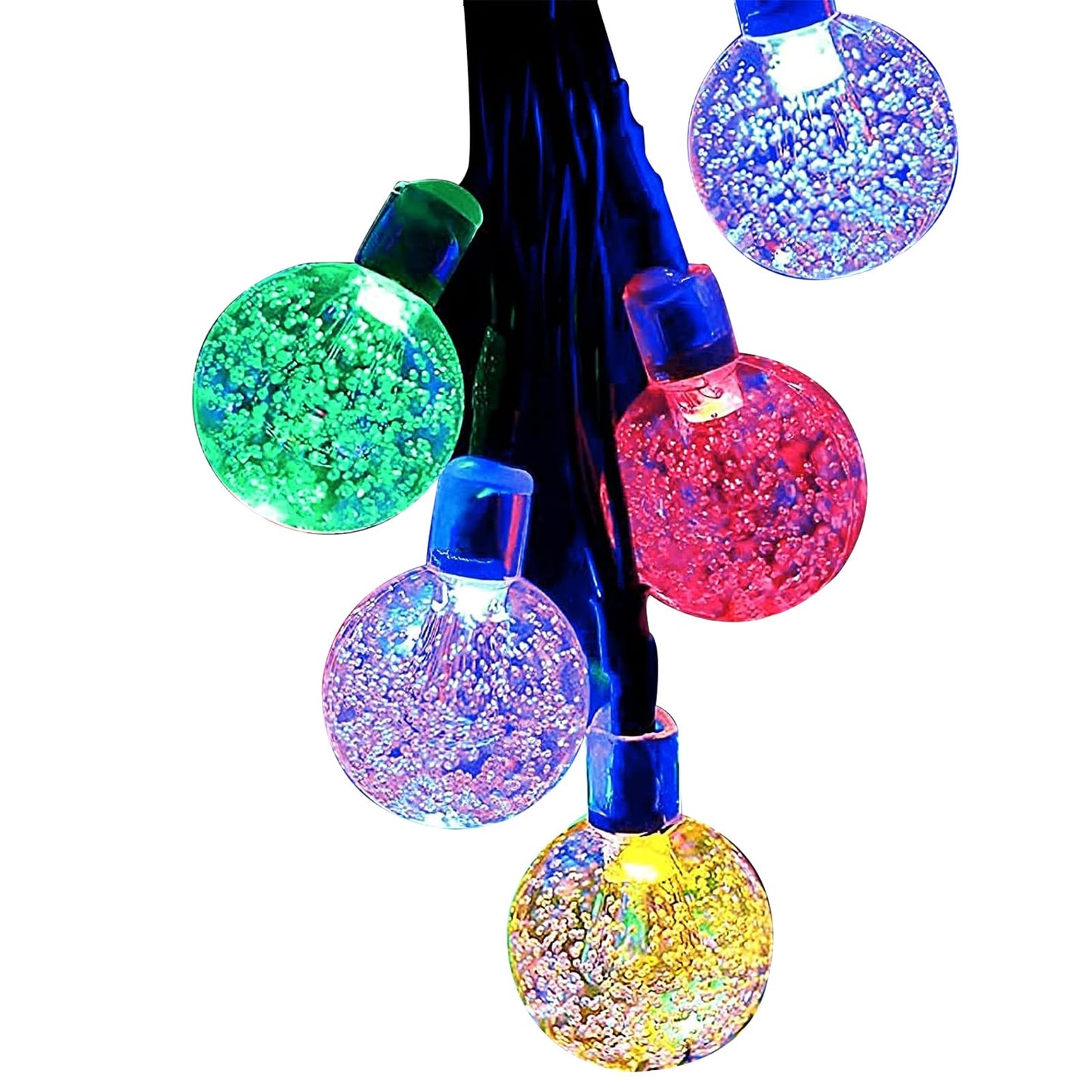 LQWELL® Solar Garden String Lights, Crystal Ball Solar Fairy Lights, 40 LEDs, 10.2m (33ft), IP65, 8 Modes, Outdoor/Indoor String Lights for Garden, Patio, Balcony, Wedding, Party, Window (Multicolor)