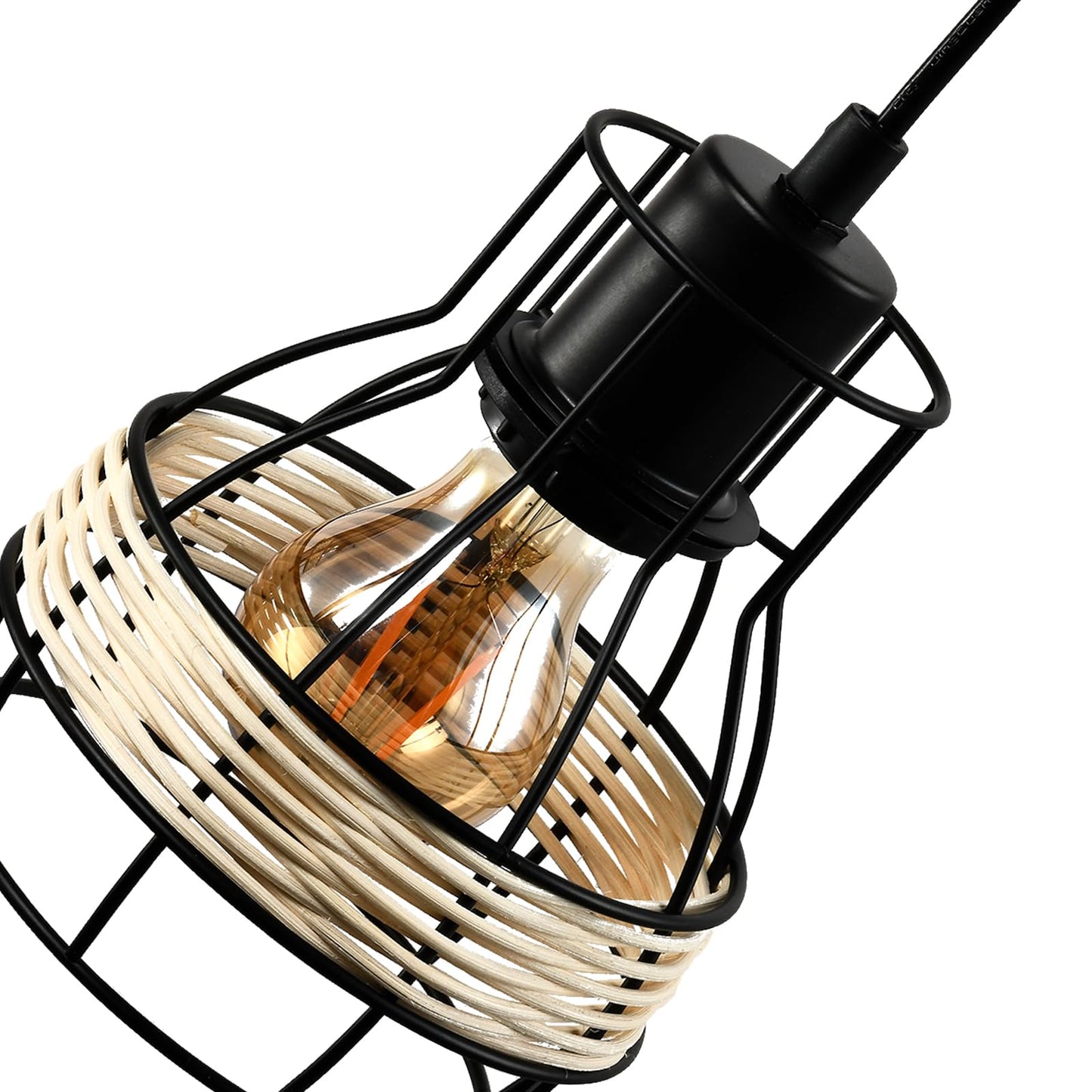 LQWELL® pendant lamp E27 black, retro pendant lamp, modern chandelier, height-adjustable vertigo lamp for living room, bedroom, dining room, cafe, bar counter, restaurant