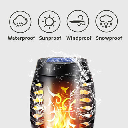 Solar-Fackelleuchte mit Flammeneffekt, schwarze Lampe mit Wasser-Spritzschutz